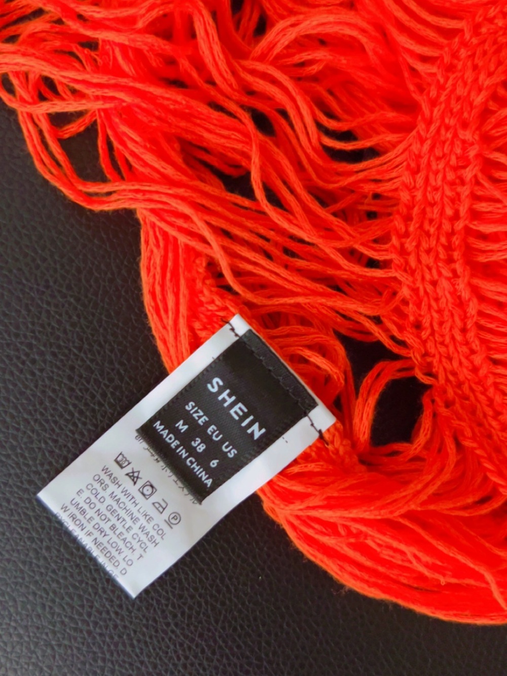 SHEIN Neon Orange Knit Fringe Scarf